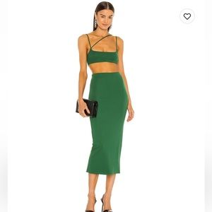 Michael Costello Green Amira Crop Top & Skirt Matching Set (top & skirt) NWOT
